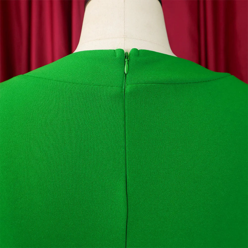 Office Dresses for Women V Neck Full Sleeve Belt Waisted Pleated Mid Calf Elegant Female Business Work Wear Dress Midi Cloth New