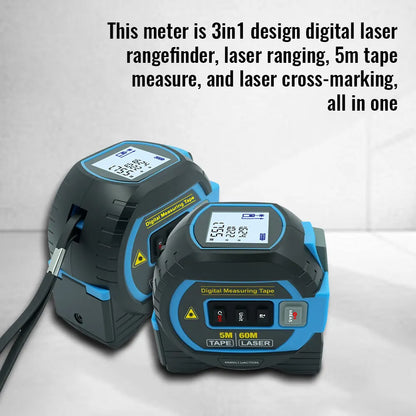 Laser Tape Measure 3 In 1 Digital Tape Measure High Precision Laser Rangefinder Steel Tape Measure