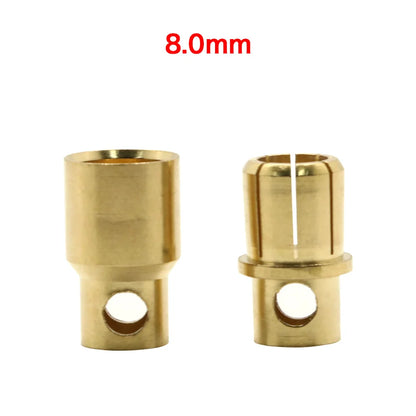 20pcs/lot 2.0mm 3.0mm 3.5mm 4.0mm 5.5mm 6.0mm 8.0MM Gold Bullet Banana Connector plug for ESC Lipo RC battery Plugs (10 pair)