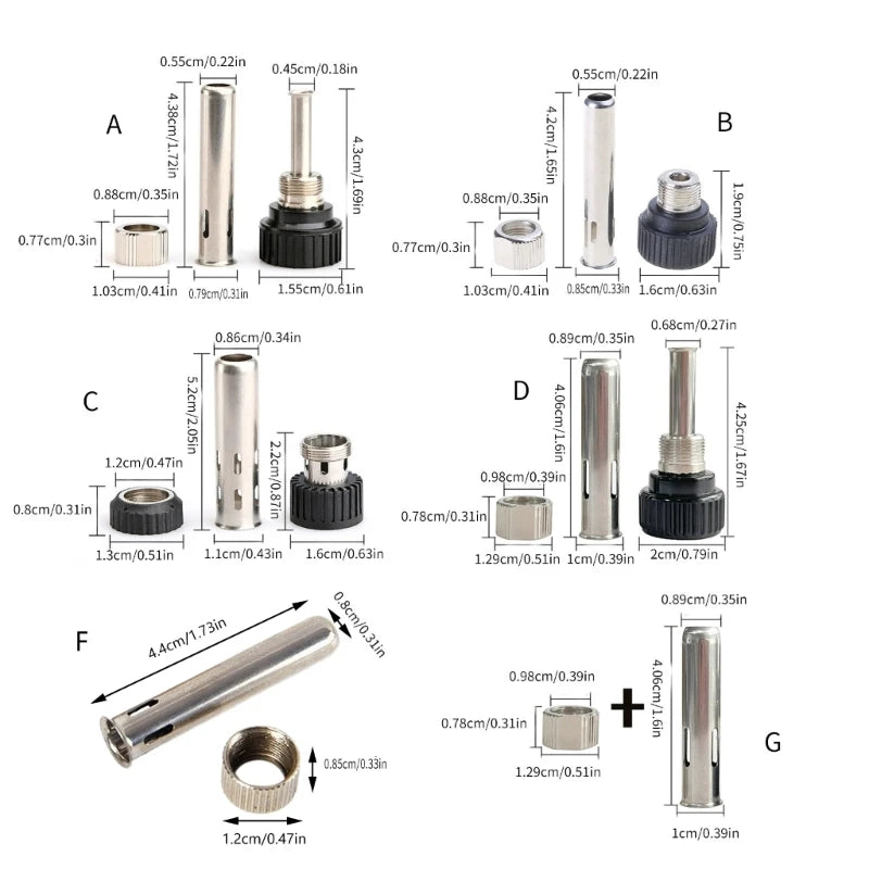 3PCS Soldering Station Iron Handle Accessories Stainless Steel Housing for 936 Iron Head Cannula Iron Tip