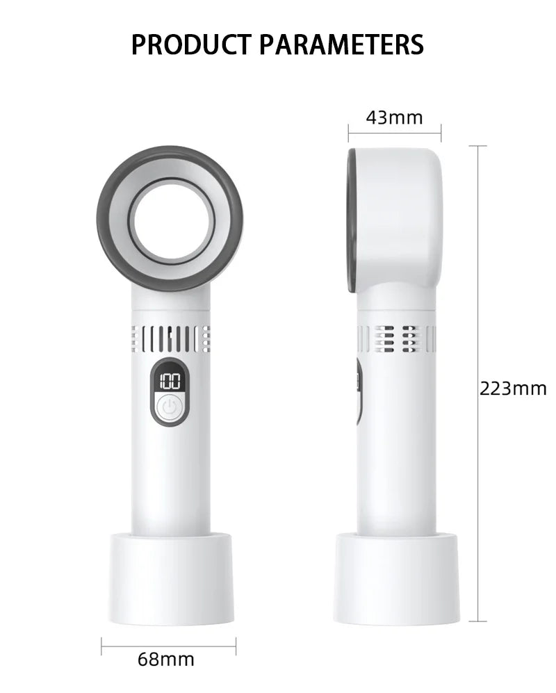 2025 New Portable Hand Fan  100 Wind Speeds Mini Bladeless Handheld Fan USB Rechargeable Personal Fans Electric Eyelash Fan