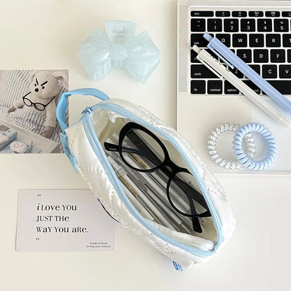 Blue Bow Pencil Case Cute Stationery Pencil Pouch Portable Trousse Large Capacity Estuche Escolar School Supplies Pencil Cases