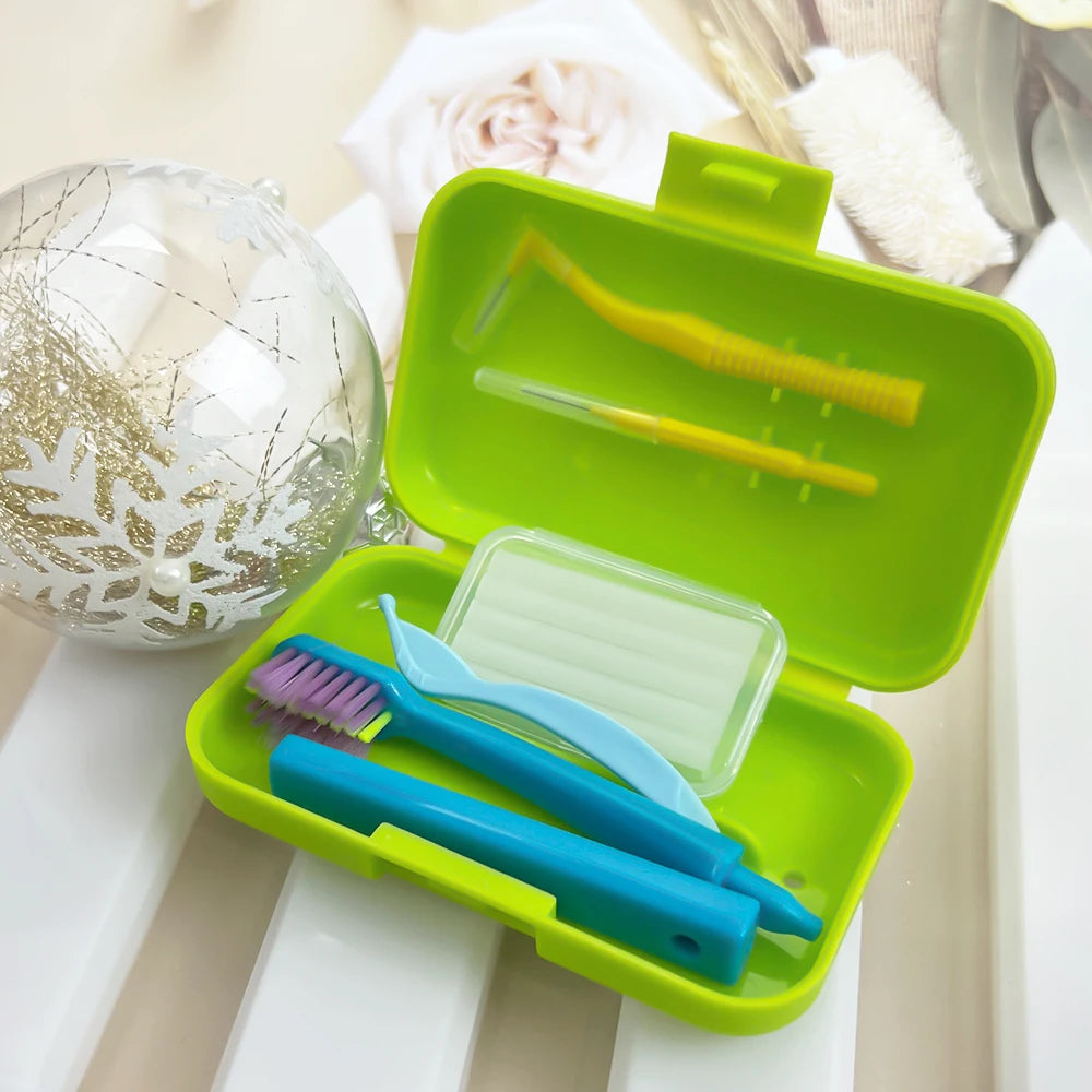 1 Box Portable Travel Dental Cleaning Set Oral Cleaning Care Toothbrush Interdental Brush Teeth Whitening Orthodontic Care Kit