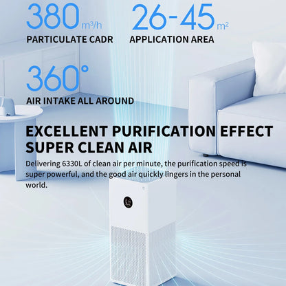 XIAOMI MIJIA Smart Air Purifier 4 Lite LED Display Quadruple Purification Aldehyde Removal Home Air Ionizer 35.8dB(A) Low noise