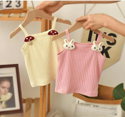 Baby Girls T-shirts  Kids Summer Sleeveless Tops Vest  Girls Cute Halter Tops Tees Children Clothing 1-7 Year Girls Top