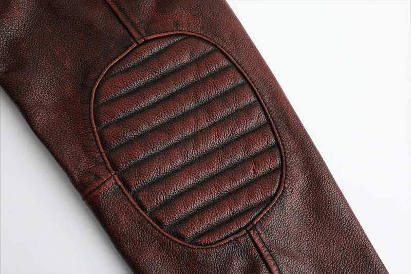 Copersian Men's Genuine Leather Jacket Natural Cowhide Hunting Jacket  Retro Motorcycle Jacket Spring Autumn Mens Clothes