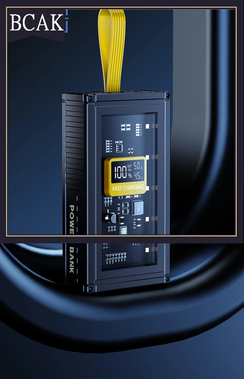 BCAK  Brand discount store 30000mAh 50000mAh 120W Fast Charging Transparent Power Bank 200000mAh Large-capacity Mobile Power