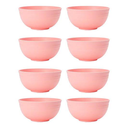 4/6/8pcs Pink cereal bowl Reusable household plastic dinner bowl can hold food dessert cereal outdoor camping bowl