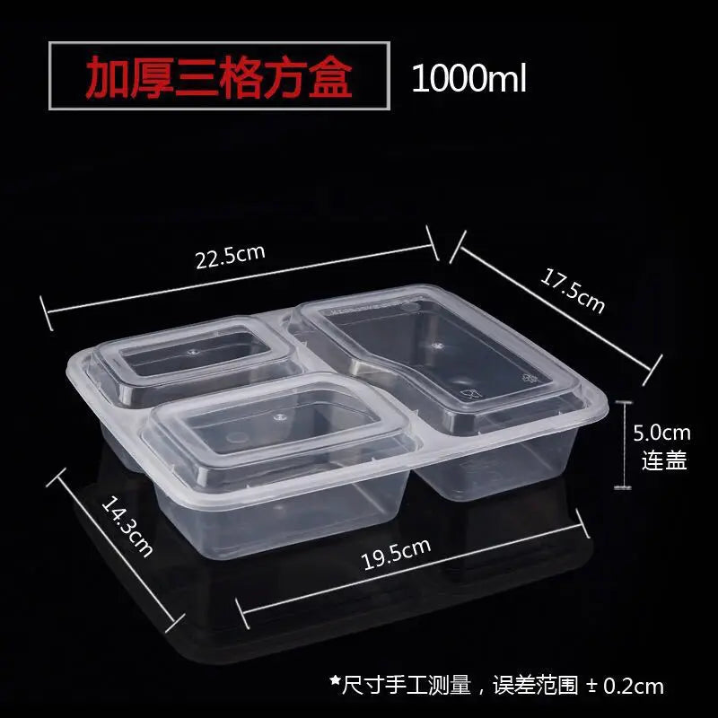 Plastic Reusable Bento Box Meal Storage Food Prep Lunch Box 3 Compartment Reusable Microwavable Containers Home Lunchbox