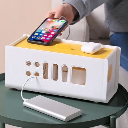 Cable Storage Box Dustproof Power Cable Storage  Wire Manager  Desktop Charging Cable Collect Box