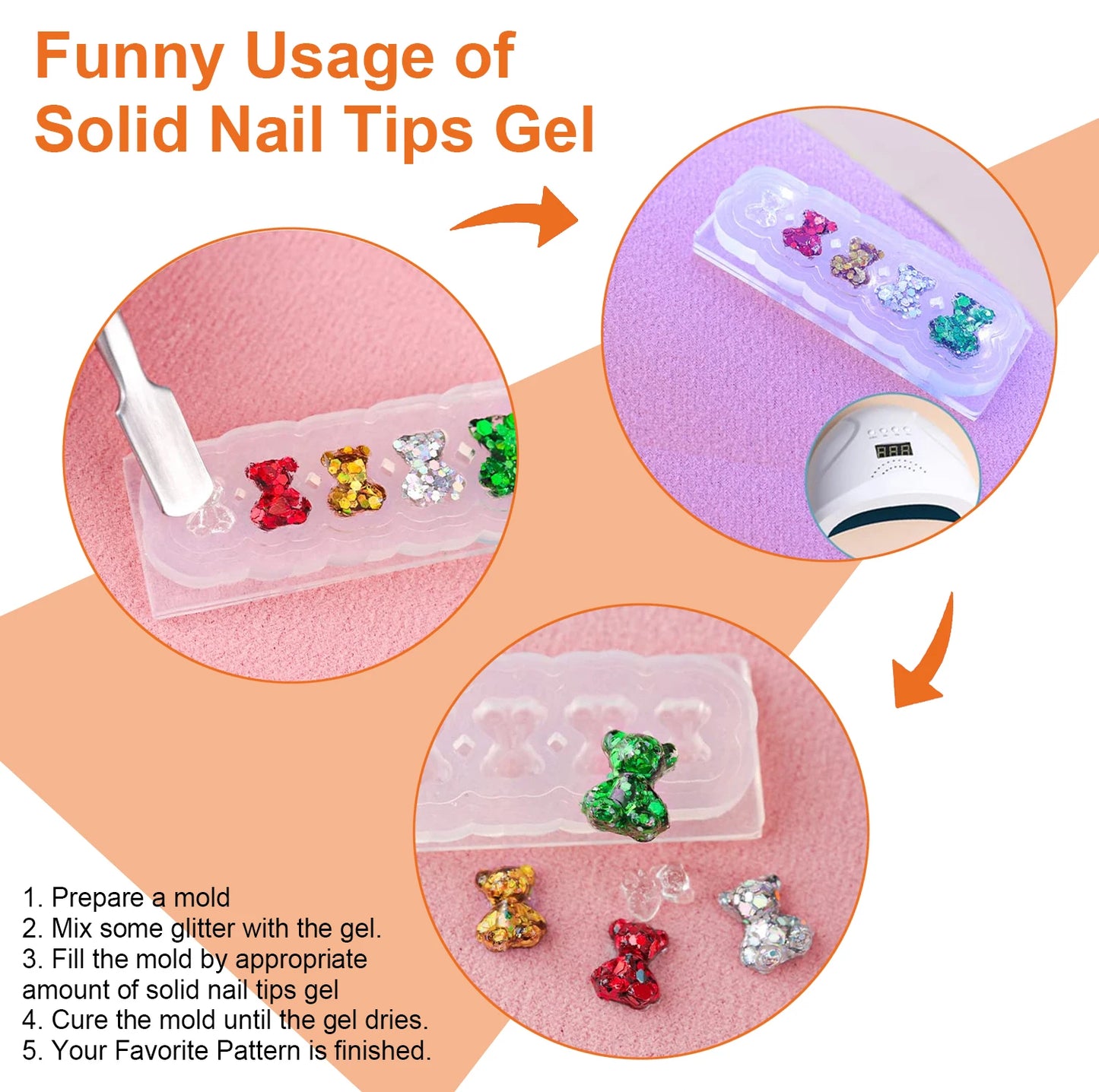 8g Multifunctional Solid Nail Tips Gel - Non-Stick Hand Nail Gel Rhinestone Gel Glue For DIY Manicure At Home