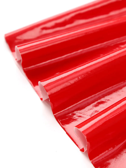 Womens Patent Leather Halter Latex Dress Wet Look Bare Breast Exposing Patent Leather Open Chest Halter Ruffled Latex Dresses