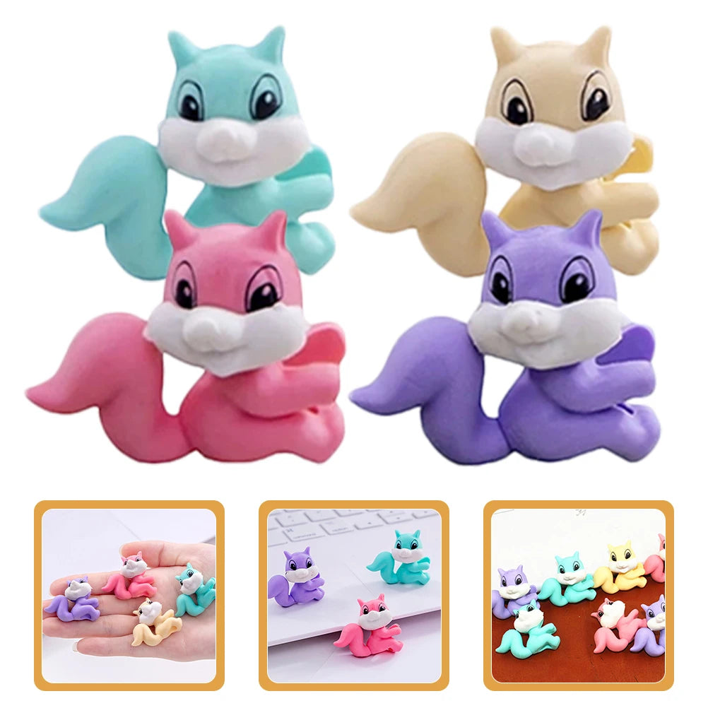 50pcs Squirrel Eraser Cute Mini Cartoon Animal Student Fun Bulk School Supplies Tiny Rubber Stationery Gifts Kids