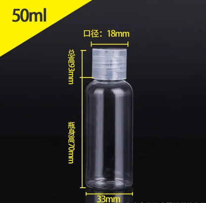 5PCS 30/50/100ML Refillable Empty Plastic Transparent Bottle with Flip Cap Portable Squeeze Shampoo Conditioner Travel Bottles