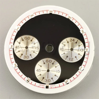 30mm/31.5mm Vk63 Chronograph Watch Dial With Hand Set Green Luminous Black White Red For VK63 Movement Watch Accessories Parts