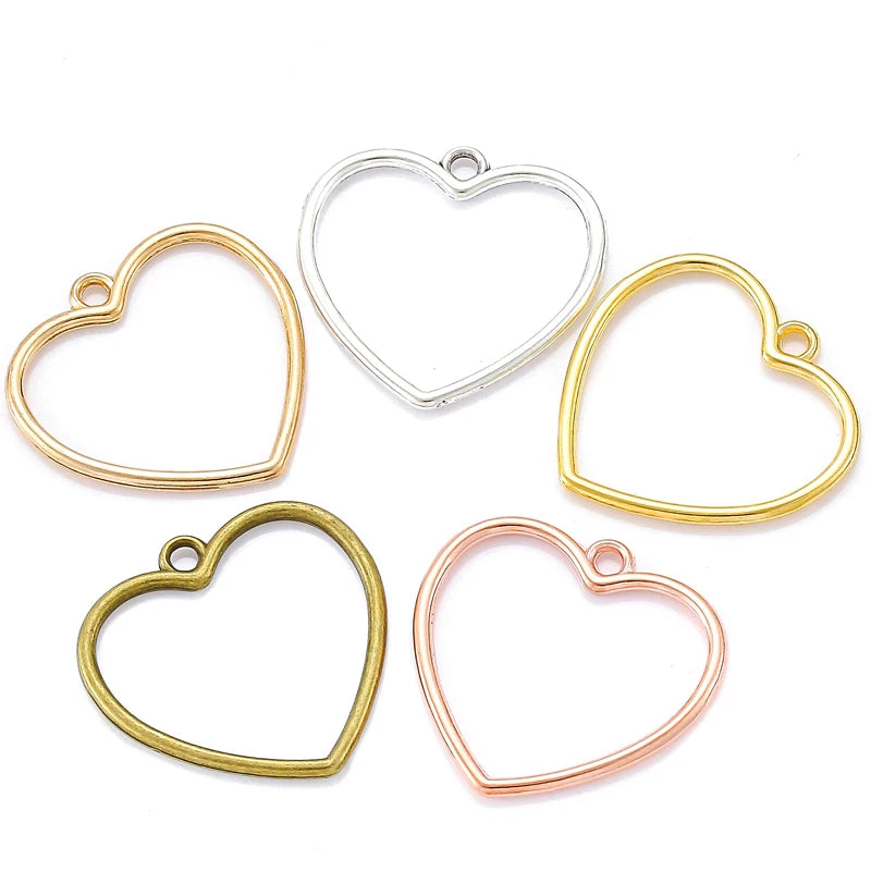 20pcs hollow Hearts Charms Necklace Pendant Bracelet Jewelry Making Handmade Crafts diy Supplies 25*25mm