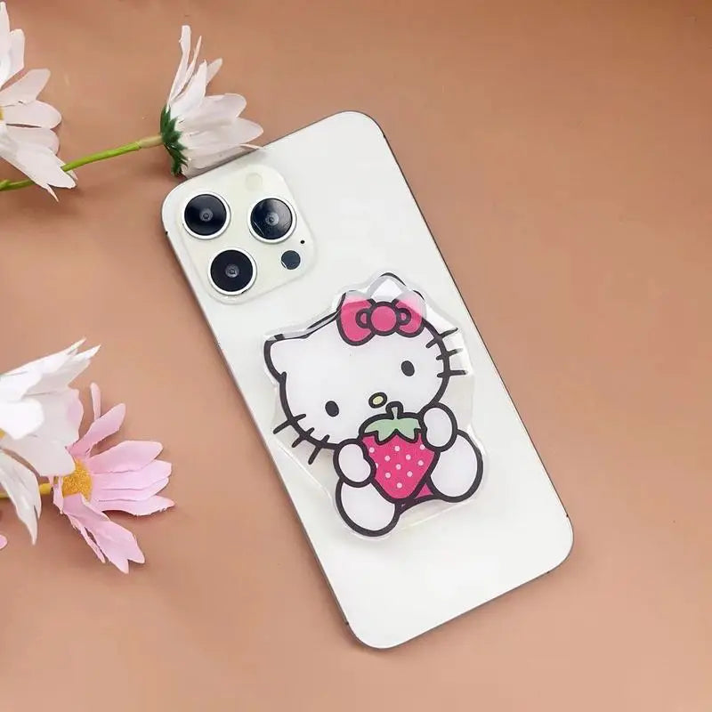 Sanrio Hello Kitty Phone Socket Holder Kawaii Anime Finger Grip Bracket For Iphones Desktop Holder Back Sticker Gift