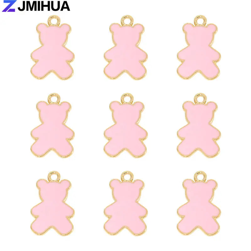 15pcs Enamel Charms Cute Bear Pendants Charms For Jewelry Making Supplies DIY Handmade Earrings Bracelets Findings Accessories