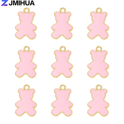 15pcs Enamel Charms Cute Bear Pendants Charms For Jewelry Making Supplies DIY Handmade Earrings Bracelets Findings Accessories