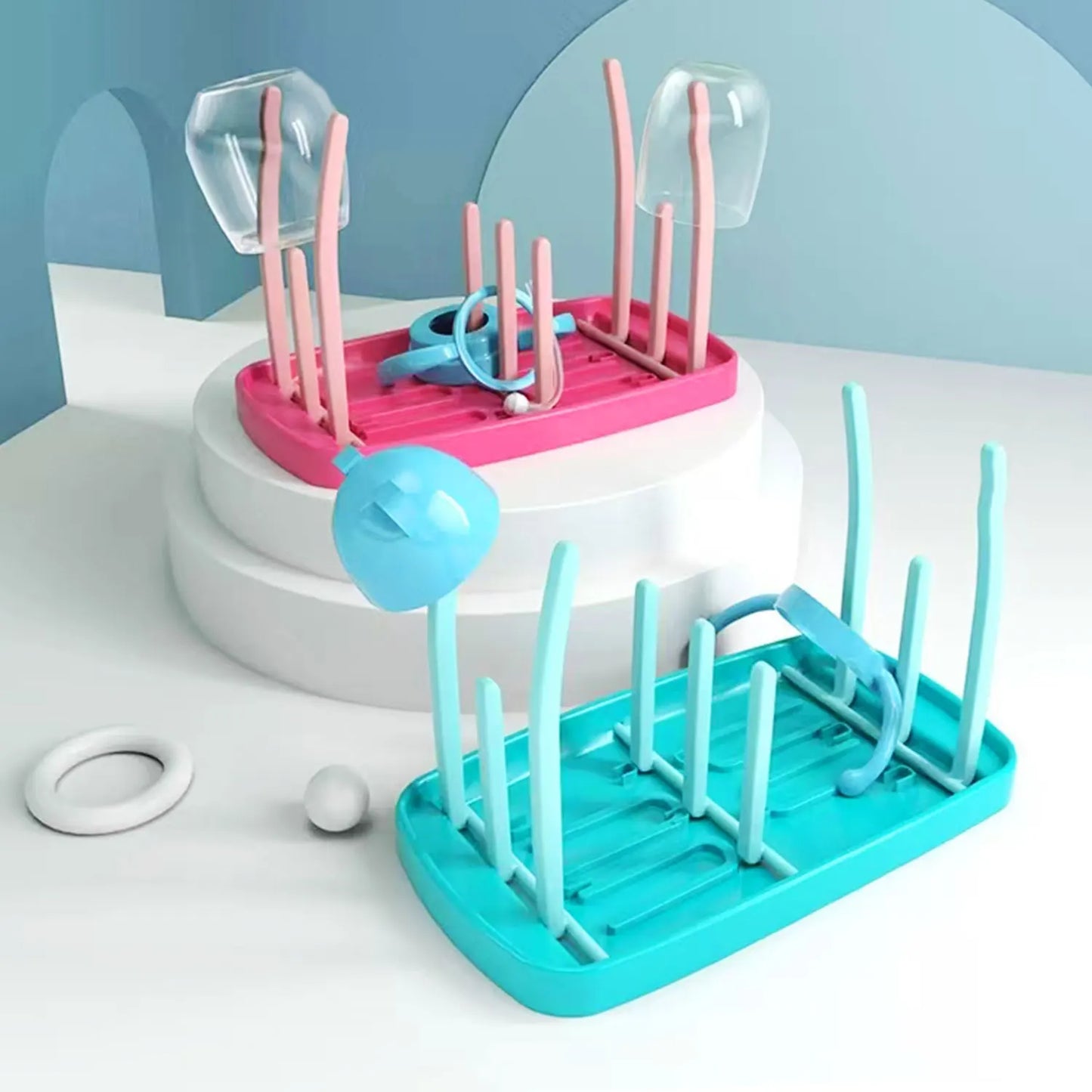 Bottle Dry Rack Baby Bottle Drain Drying Racks Blue Pink Baby Bottle Cleaning Dryer Drainer Storage Drying Rack