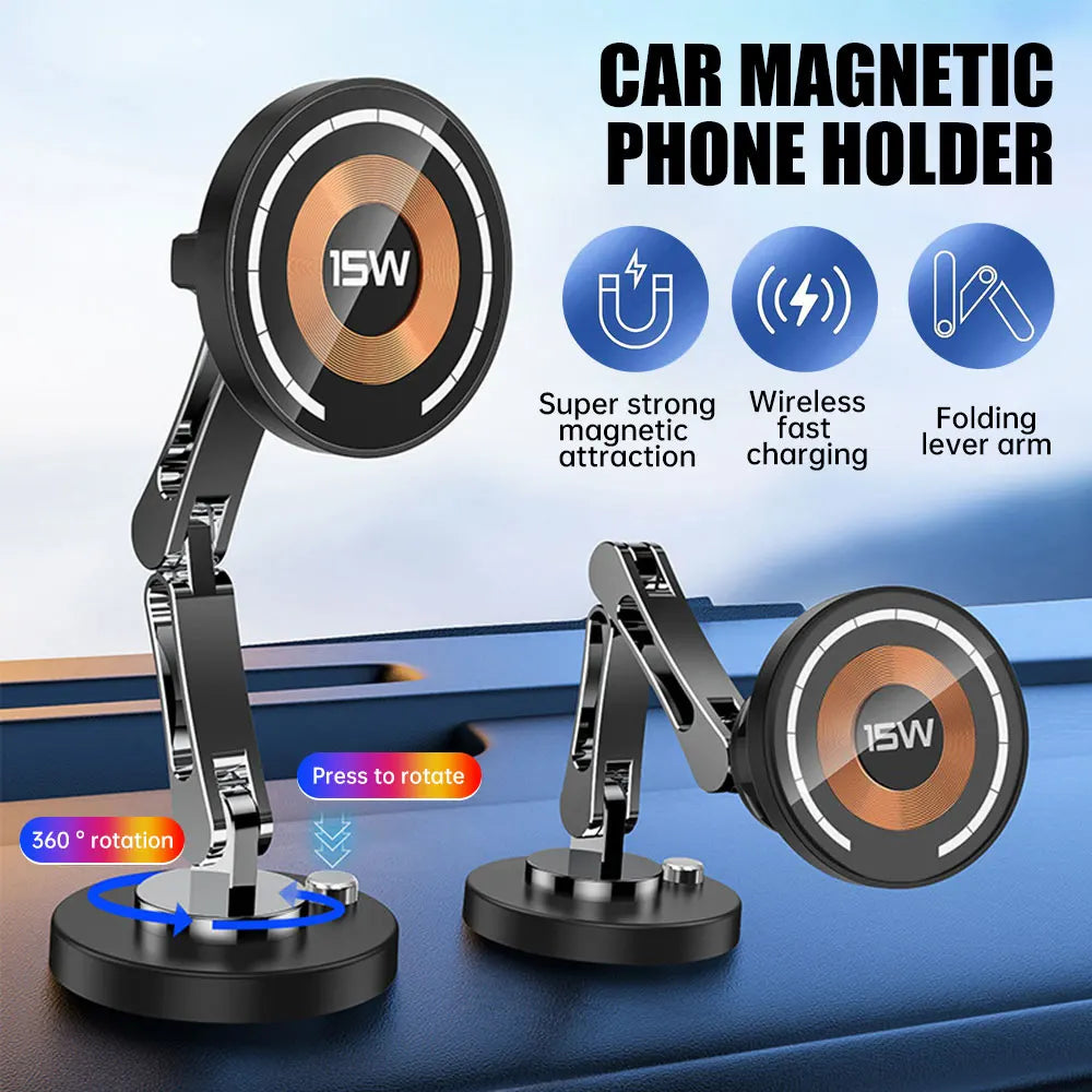 Magnetic Car Wireless Charger Stand Magnet Car Phone Mount 15W Fast Charging Phone Holder Bracket for Macsfae iPhone 15 14 13 12