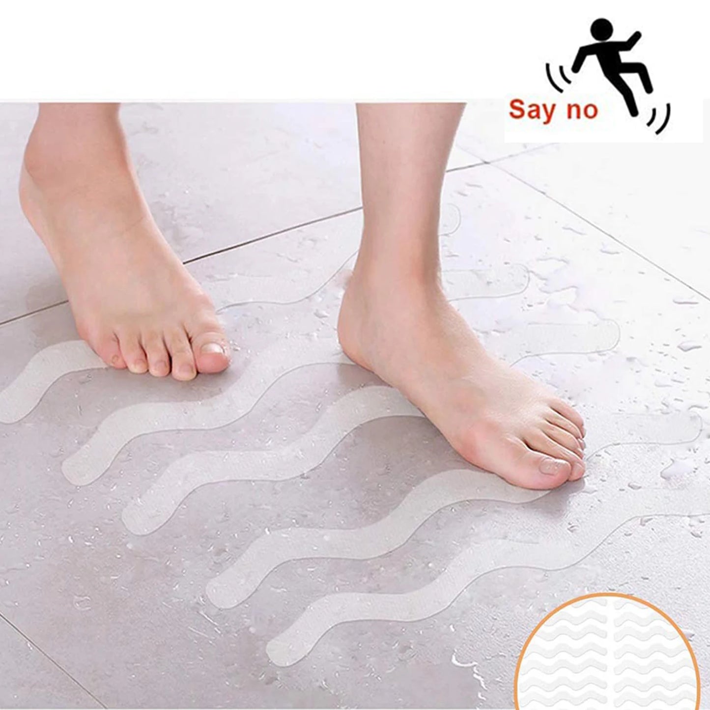 6Pcs S Shaped Anti Slip Strips Waterproof Safety Strips Shower Stickers Self-Adhesive Non Slip Tape For Bathtub Stairs Floor