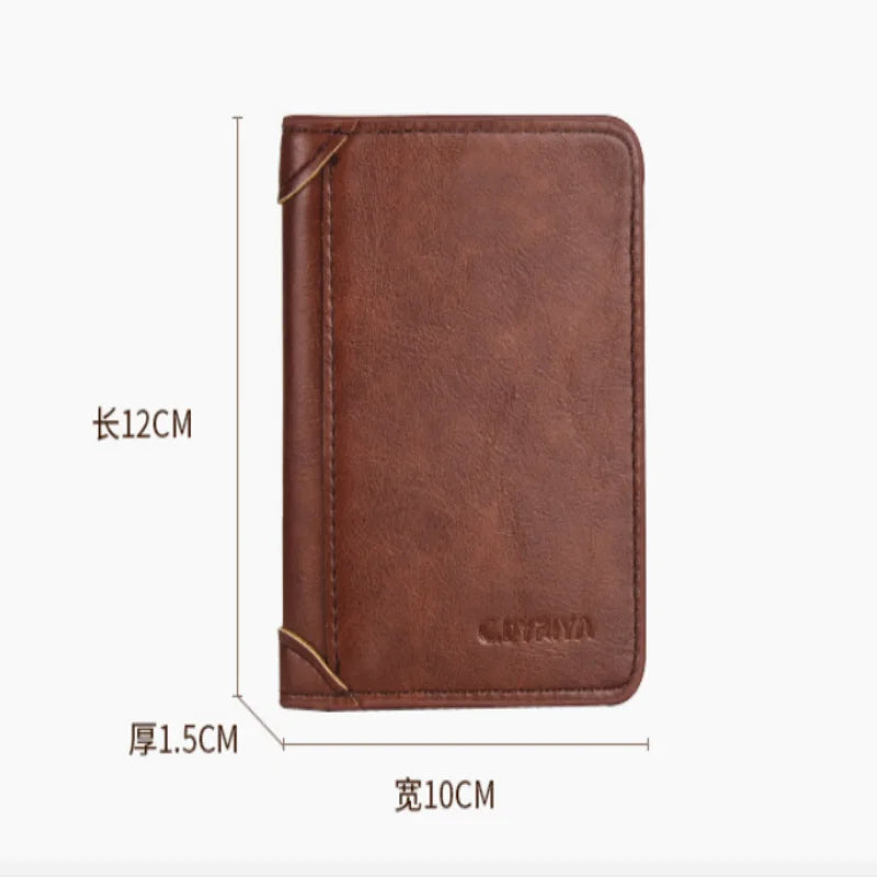 RFID Men Wallet PU Leather Blocking Trifold Wallet Vintage Thin Short Multi Function Id Credit Card Holder Male Purse Money