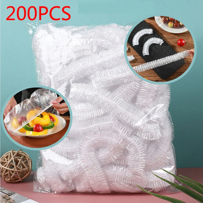 Disposable Food Cover Elastic Plastic Wrap Food Grade Food Lids Shoe Cover Shower Headgear Bowls Caps Food Fresh Saver Bag Dust