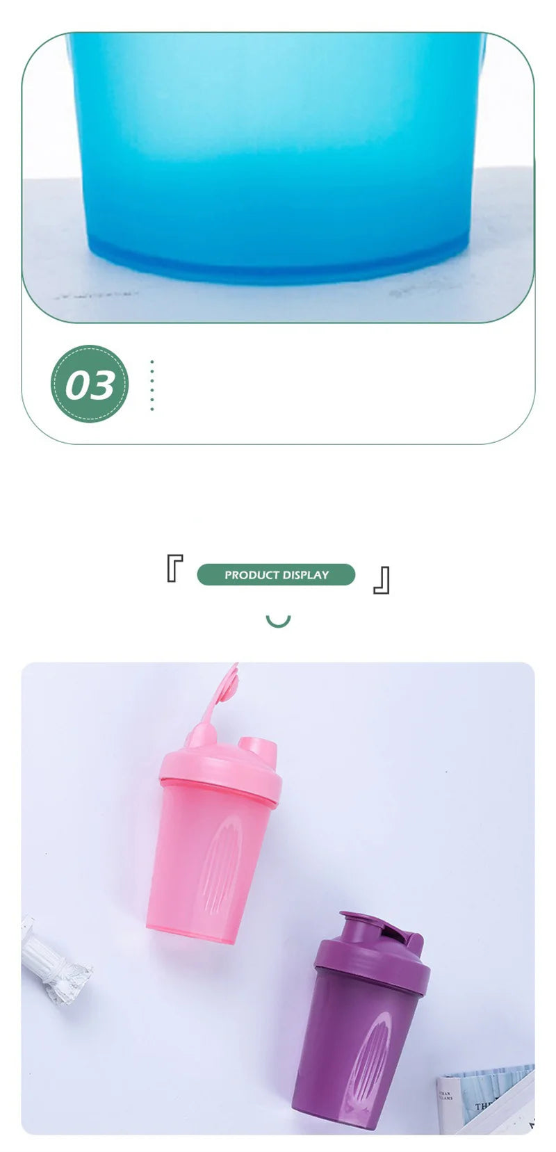 Sports water cup with Shaker Balls Leak Proof Drink Shaker Bottle Whey Protein Powder Mixing Bottle Fitness Gym Shaker Drink Cup