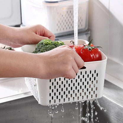Refrigerator Storage Box Fresh Keeping Vegetable Fruit Plastic Sealed Boxes Drain Basket Fridge Kitchen Food Storage Container