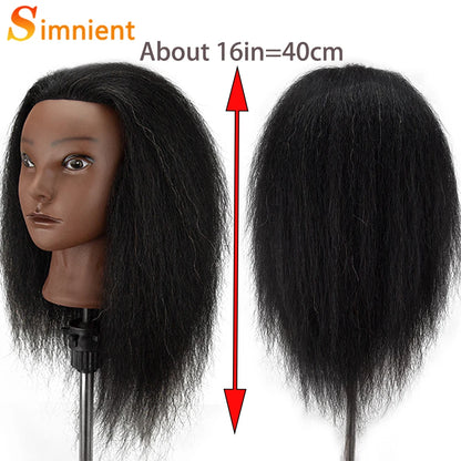 18 Inch Headdoll Mannequin Head 100% Real Human Hair for Cosmetology Manikin Doll Head Hairdresser Hairstylist Training Practice