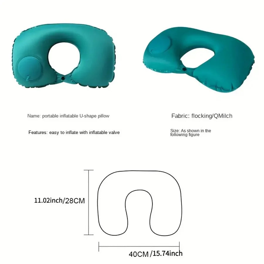 Flocking Inflatable Portable Neck Pillow That Can Be Stored And Self Filled Suitable For Outdoor Travel Business Trips camping