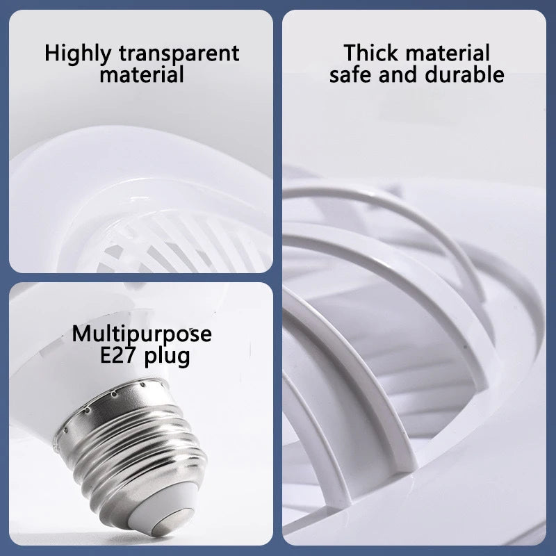 Smart 3-in-1 Ceiling Fan with Remote Control Lighting Lamp E27 Converter Base 85-265V Lighting Base for Bedroom and Living Room