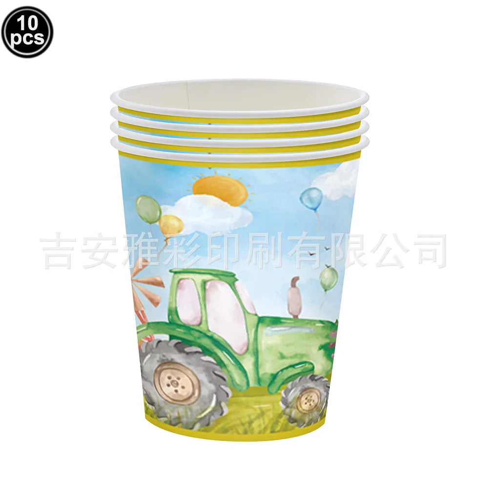 Tractor Party Paper Plates Cups Napkins Banner Tractor Birthday Party Supplies Tractor Themed Party Decor for Party Farm Party