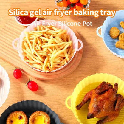 Multipurpose Air Fryer Pad Silicone Air Fryer Liners Accessories Cake Baking Pan Round Insulation Pad Tray Fryer Pad