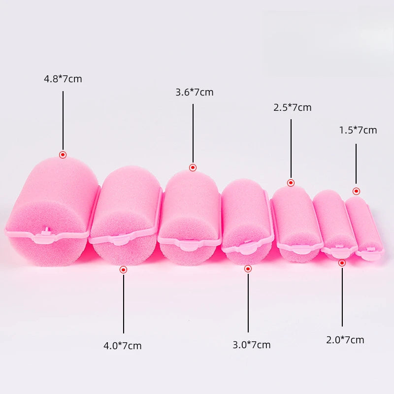 12pcs Fashion Soft Sponge Foam Cushion Hair Rollers Curlers Salon Barber DIY Curls Hairdressing Kit DIY Home Hair Styling Tool