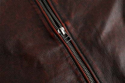 Copersian Men's Genuine Leather Jacket Natural Cowhide Hunting Jacket  Retro Motorcycle Jacket Spring Autumn Mens Clothes