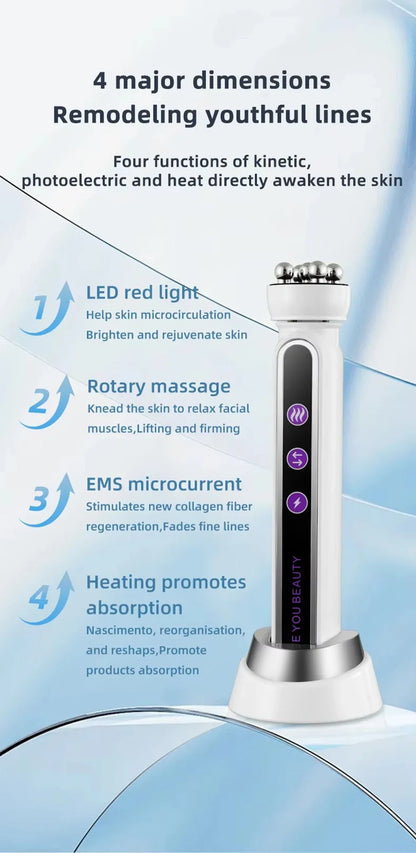 RF Facial Massage Roller EMS Face Lifting Machine Microcurrent Skin Tightening Face V-line Beauty Device Eye Roller Skin Care