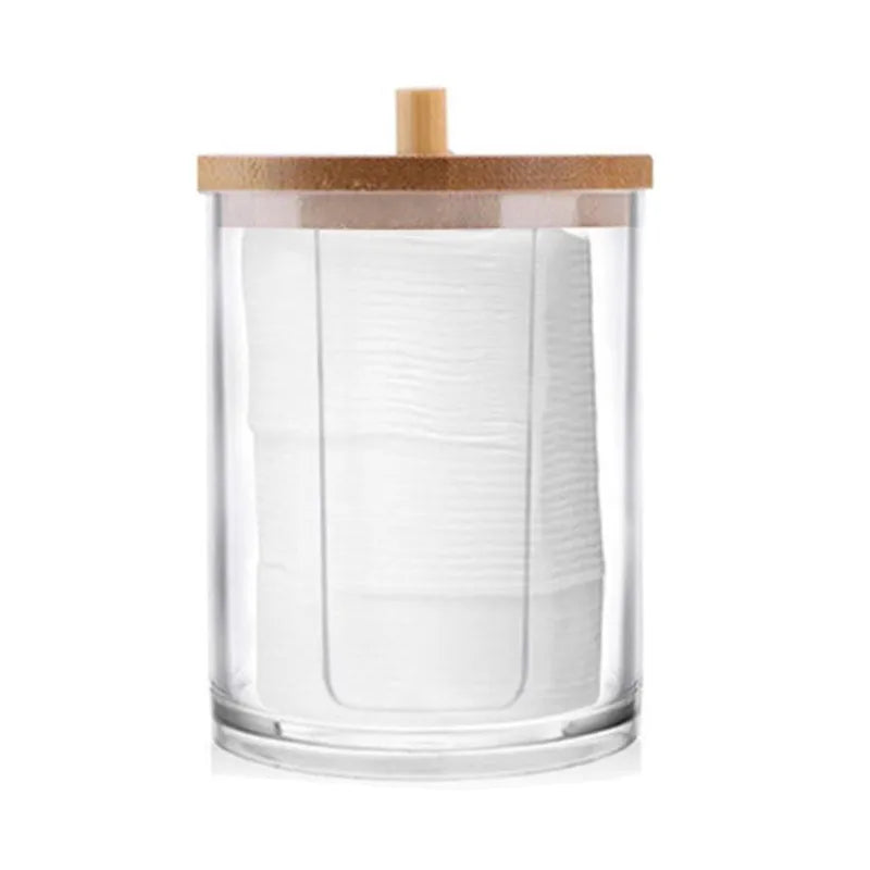 Cotton Swab Holder Bathroom Dispenser Storage Cotton Ball, Cotton Swab, Cotton Round Pads, Floss Picks - Clear Canister