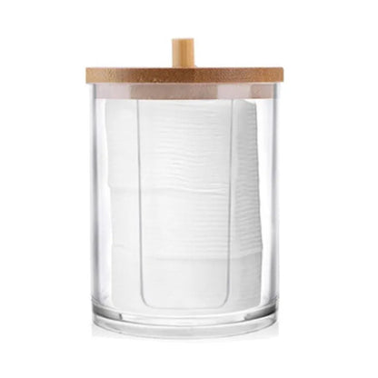 Cotton Swab Holder Bathroom Dispenser Storage Cotton Ball, Cotton Swab, Cotton Round Pads, Floss Picks - Clear Canister