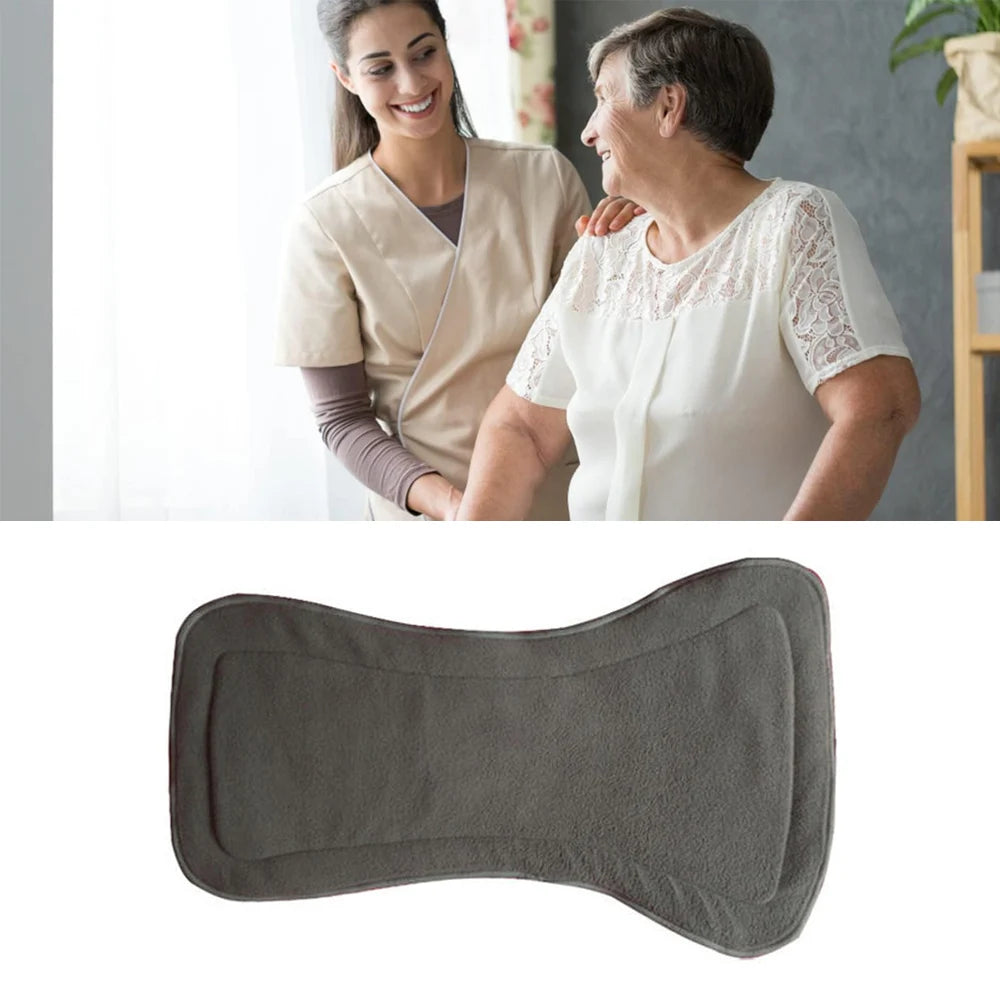 Washable Adult Diaper 4 Layers Bamboo Charcoal Cloth Nappy Liner Super Absorbent Reusable Incontinence Adult Diaper Insert Pad