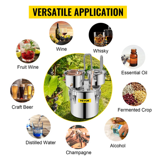 SucceBuy 12L 20L 30L Alcohol Distiller Machine Beer Brewing Equipment DIY Wine Moonshine Apparatus Dispenser Kit