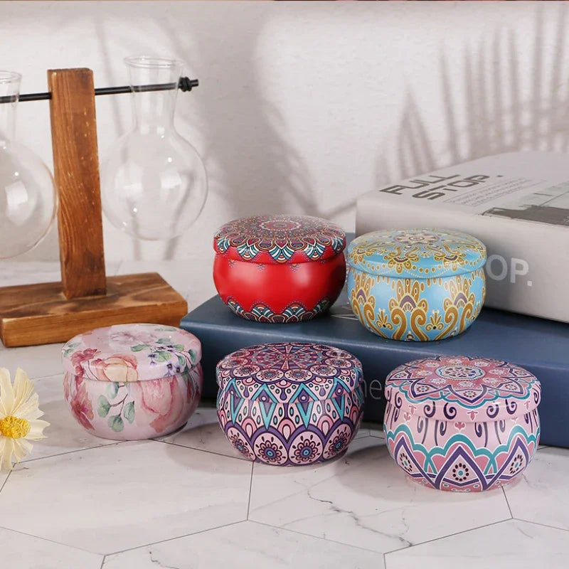 Scented Candle Set Gift Islamic Arabian Pattern Fragrance Candle Jar DIY Smokeless Couples Jasmine Rose Romantic Incense Candles