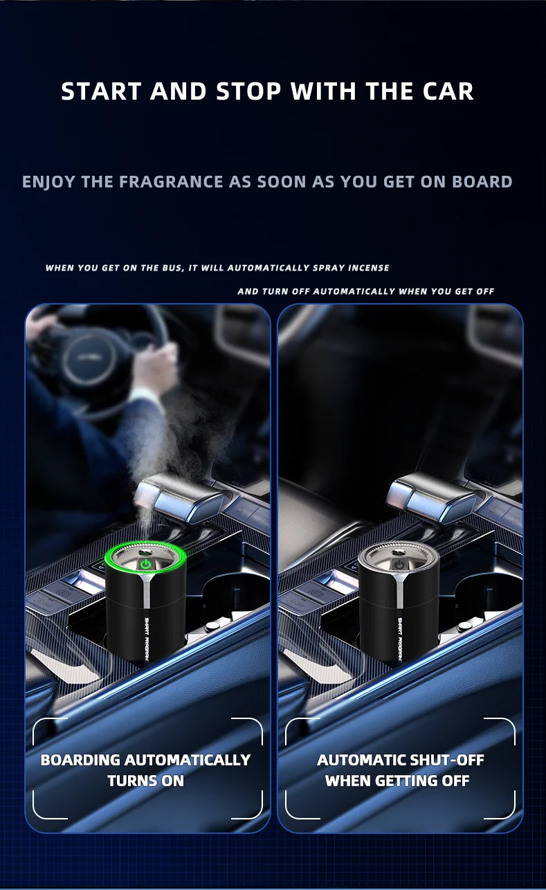 Car Mounted Intelligent Spray Perfume Colorful Ambient Light Aromatherapy Machine Odor Removal High-End Car Interior Accessories