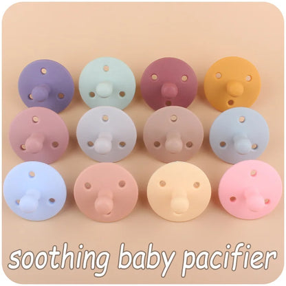 Baby Silicone Pacifier Safe Food Grade Teether Newborn Soother Solid Color Dummies Silicone Nipple For Baby Chew Accessories