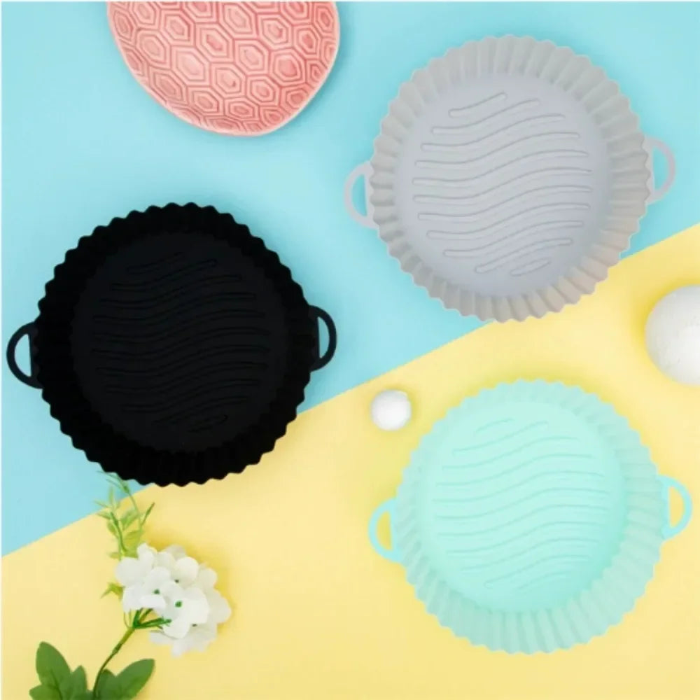 Air Fryer Liners Reusable Non-Stick Silicone Round Square Baking Tray Molds for Airfryer Oven Baking Basket Accessories