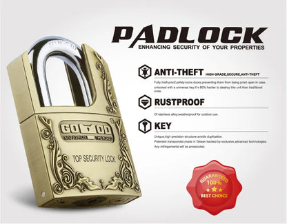 Strong Padlock with Key Outdoor Door Locks Classical Solid Dormitory Lock Anti-theft Warehouse Barn Big Cabinet Rustproof Locks