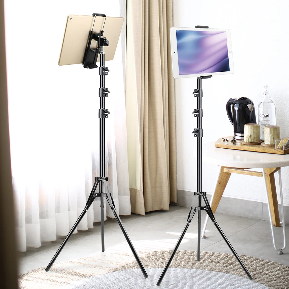 150/200cm Tripod for Tablet and Phone Aluminum Tripode Tablet Floor Ipad Tripod Stand with Smartphone & Tablet Holder Mount