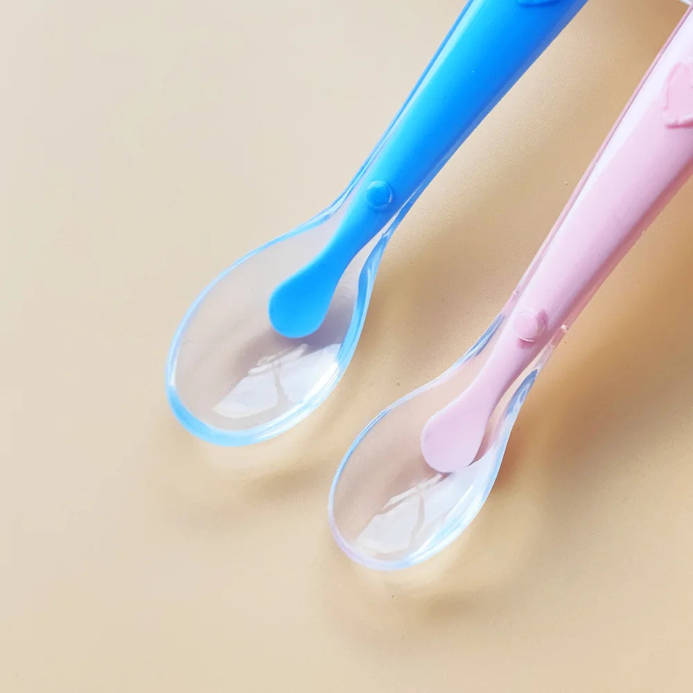 Colorful Silicone Spoon for Babies Hot Sale Candy Color Temperature Sensing Baby Feeding Tools
