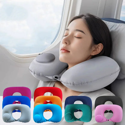 Inflatable Travel Neck Pillow U-shaped Cervical Orthopedic Protection Pillow Outdoor Portable Foldable Pillow Travel Essentials